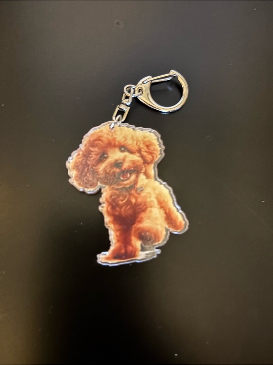 Accessories - Charm/Keychain- Cute 2D Flat Acrylic Toy Poodle Puppy Dog